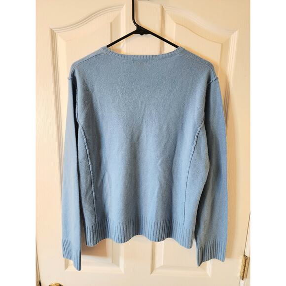 Prive Womens XL 100% Cashmere Powder Blue V-Neck Sweater Super Soft Quiet Luxury - Picture 6 of 7